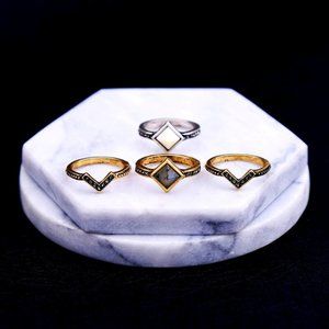 3x Boho Layered Triangular Set of 4 Rings